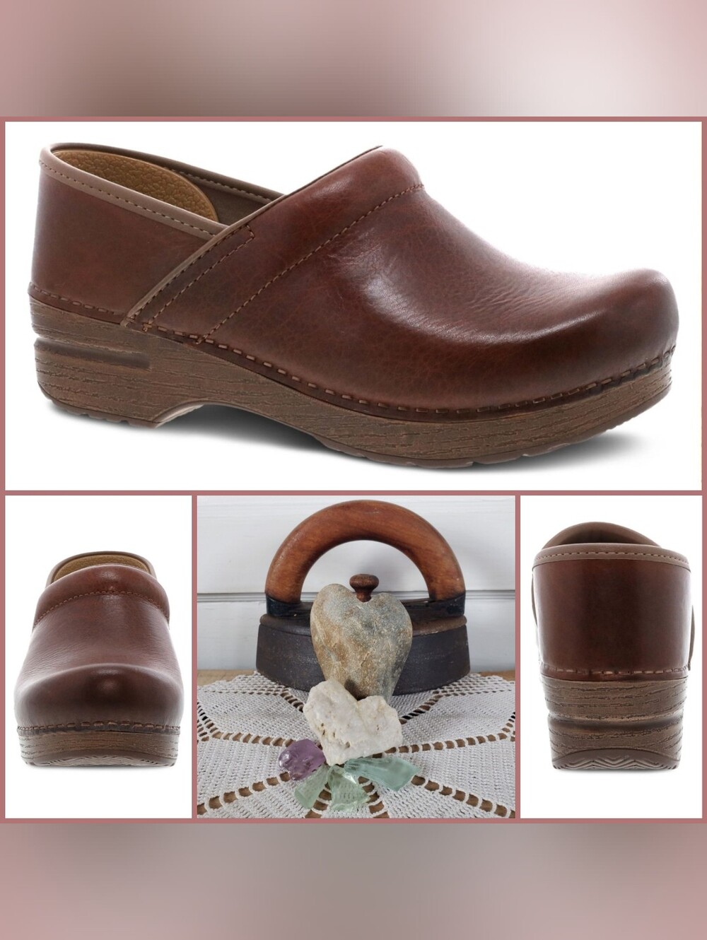 SaddLe Dansko Professional Clog Rustic Brown Leather Cottage Prairie Boho Gypsy♡